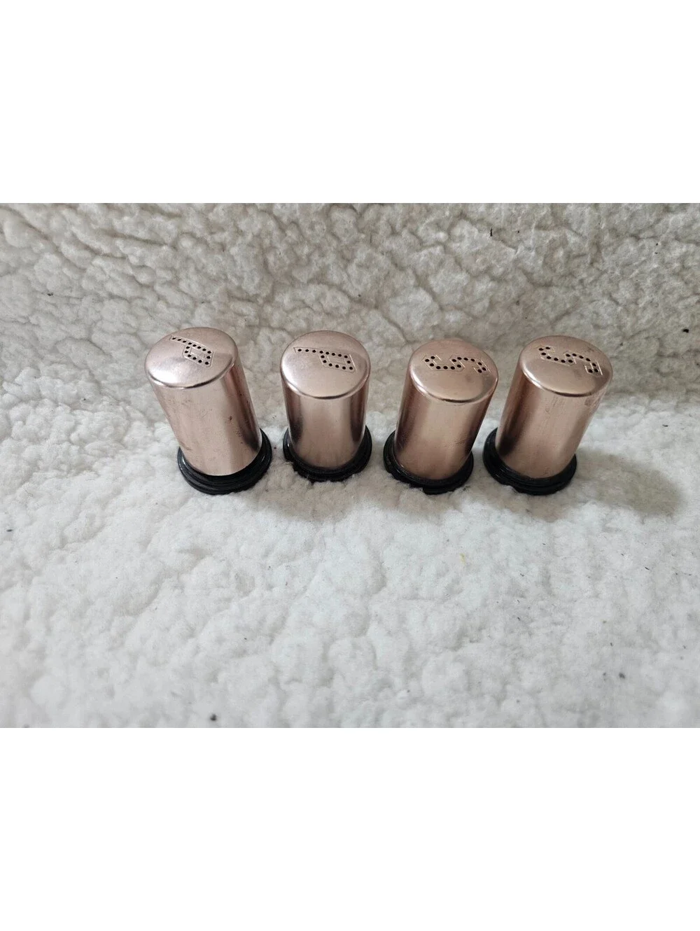(2 Sets) Vintage Aluminum Salt & Pepper Shakers Set Rose Gold Tone 2